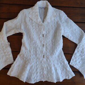 Boho Pendulum White Blouse Flowy Romantic Peplum Women Size Small